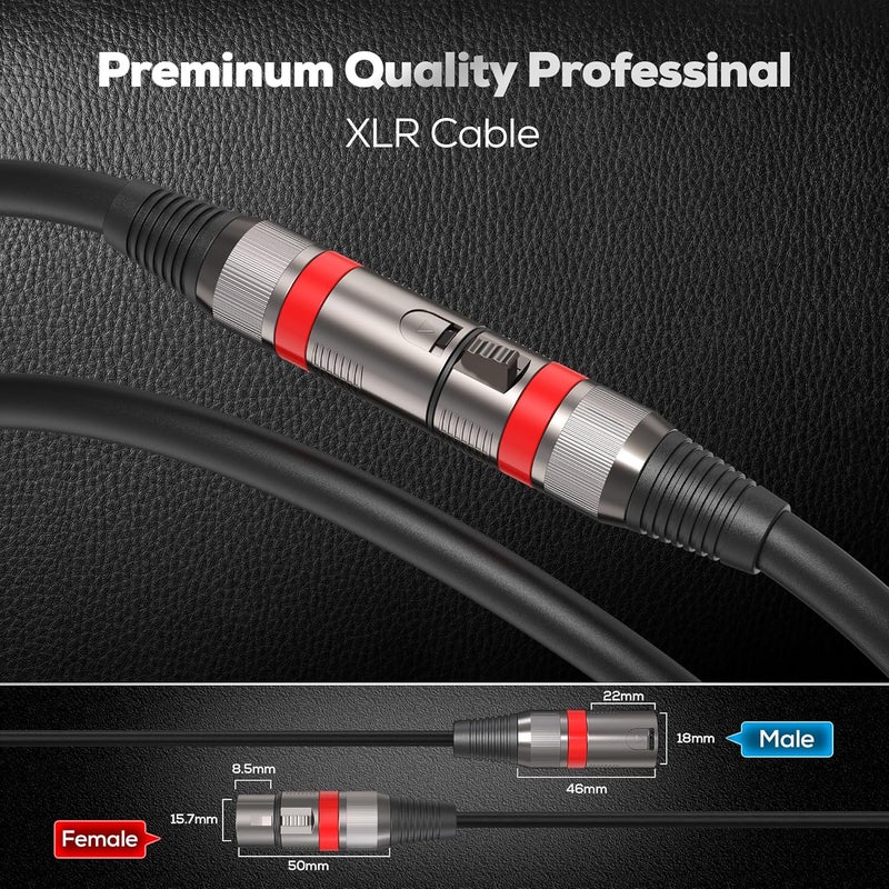 Bietrun XLR Cables 50FT/16M 2 Packs, Premium Heavy Duty Balanced Microphone Cable with 3-Pin XLR Male to Female Microphone Cord Connector Compatible with Microphones,Mixer,Speaker Systems,Preamps and More - Image 4